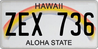 HI license plate ZEX736