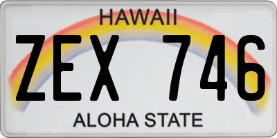 HI license plate ZEX746
