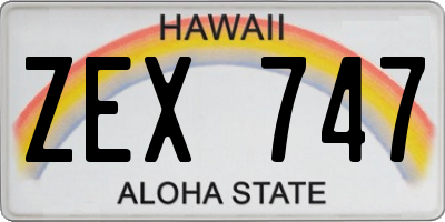 HI license plate ZEX747