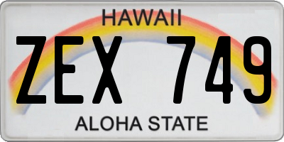 HI license plate ZEX749
