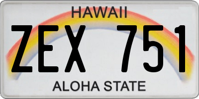 HI license plate ZEX751