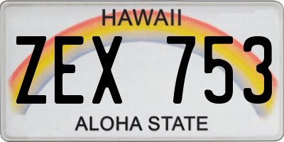 HI license plate ZEX753