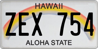 HI license plate ZEX754