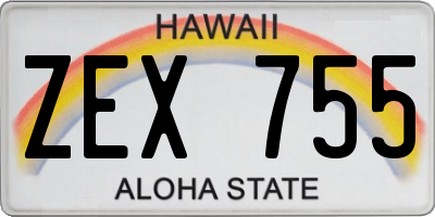 HI license plate ZEX755