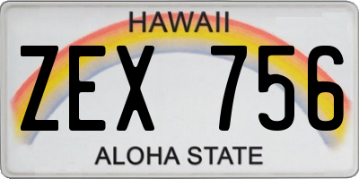 HI license plate ZEX756