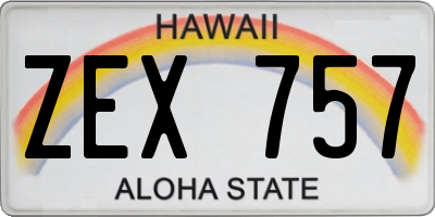 HI license plate ZEX757