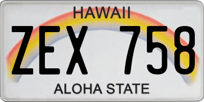 HI license plate ZEX758