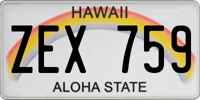 HI license plate ZEX759