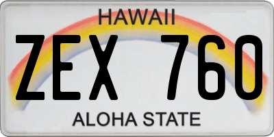 HI license plate ZEX760