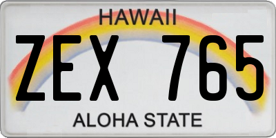 HI license plate ZEX765