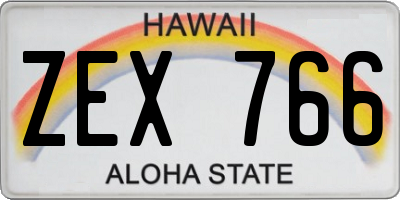 HI license plate ZEX766
