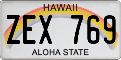 HI license plate ZEX769