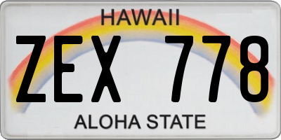 HI license plate ZEX778