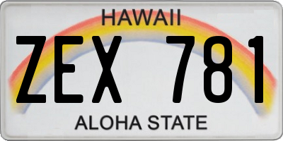 HI license plate ZEX781