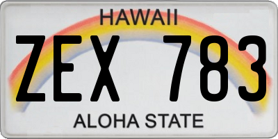 HI license plate ZEX783