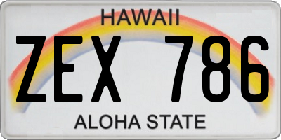 HI license plate ZEX786