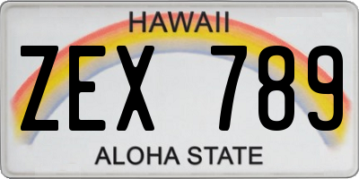 HI license plate ZEX789