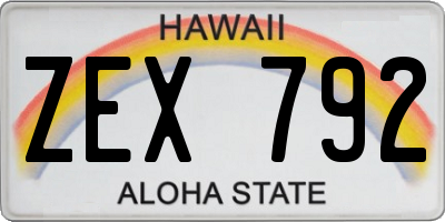 HI license plate ZEX792