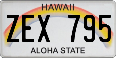 HI license plate ZEX795