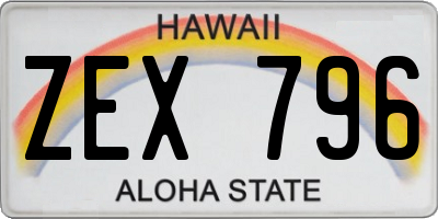 HI license plate ZEX796