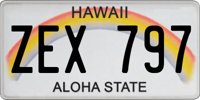 HI license plate ZEX797