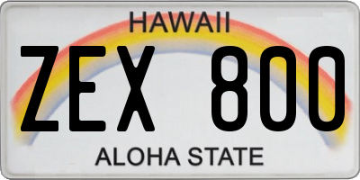 HI license plate ZEX800
