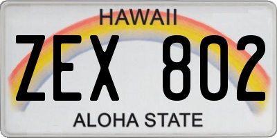 HI license plate ZEX802