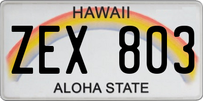 HI license plate ZEX803