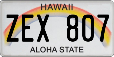 HI license plate ZEX807