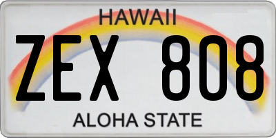 HI license plate ZEX808