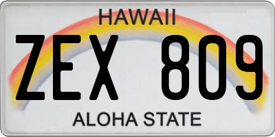 HI license plate ZEX809