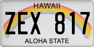 HI license plate ZEX817