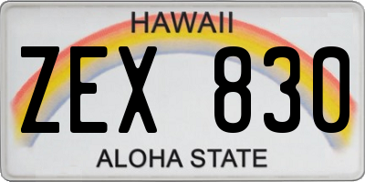 HI license plate ZEX830