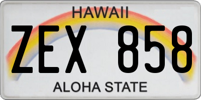 HI license plate ZEX858