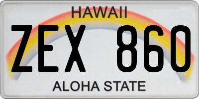 HI license plate ZEX860