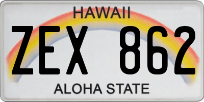 HI license plate ZEX862