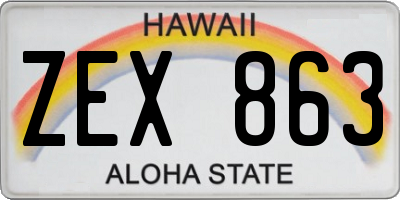 HI license plate ZEX863