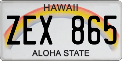 HI license plate ZEX865