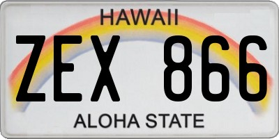 HI license plate ZEX866