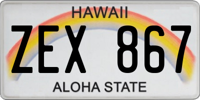 HI license plate ZEX867