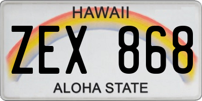 HI license plate ZEX868