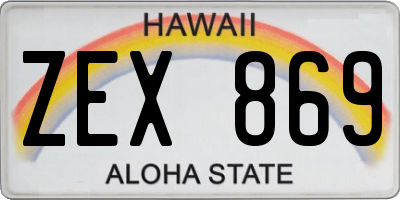 HI license plate ZEX869