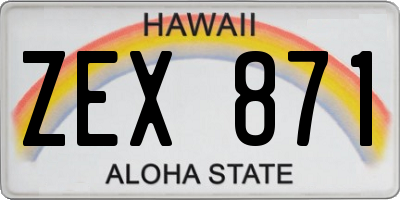 HI license plate ZEX871
