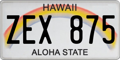 HI license plate ZEX875