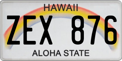 HI license plate ZEX876