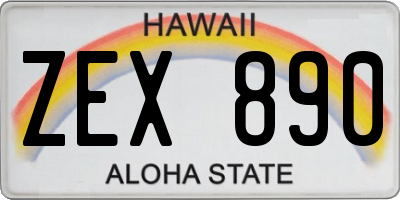 HI license plate ZEX890