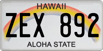 HI license plate ZEX892