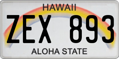 HI license plate ZEX893