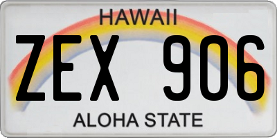 HI license plate ZEX906