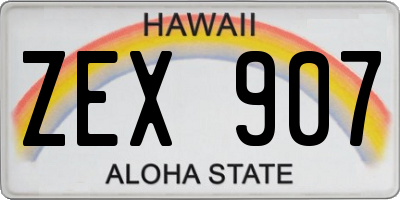 HI license plate ZEX907